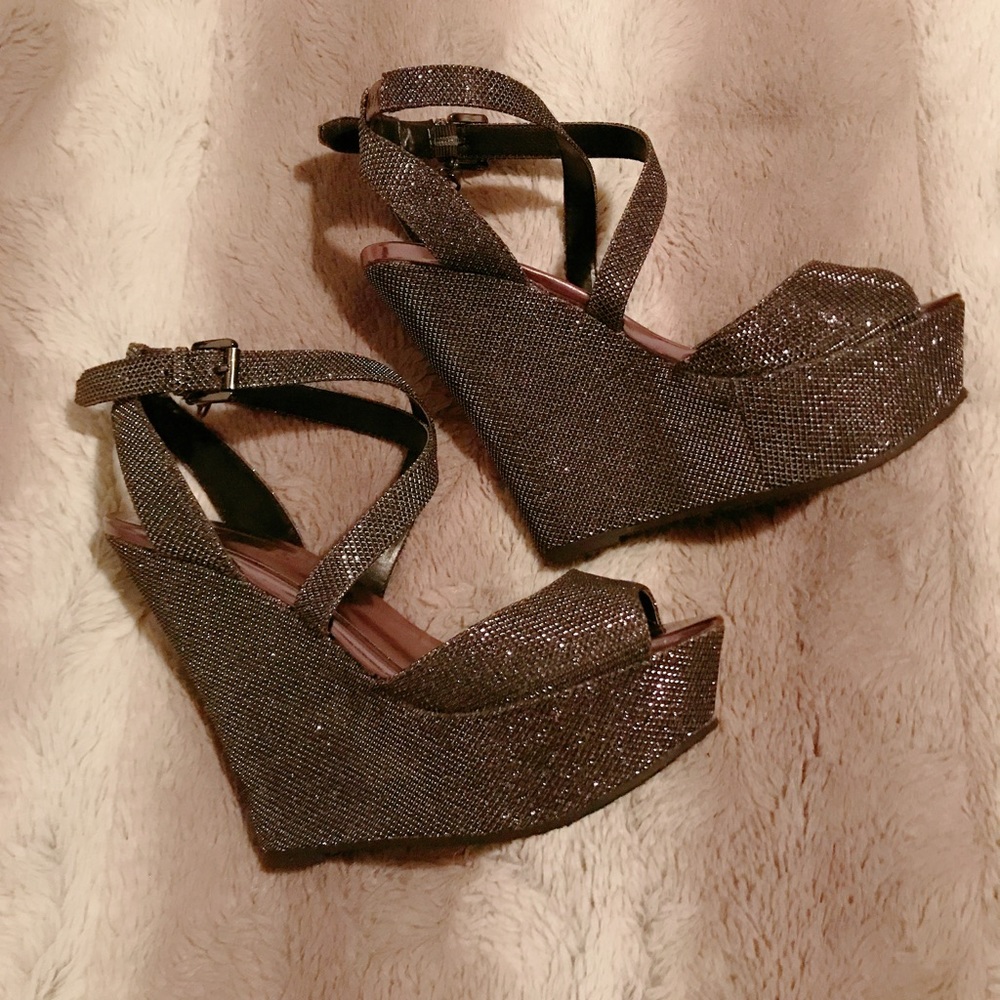 Beautiful sparkling platform sandals